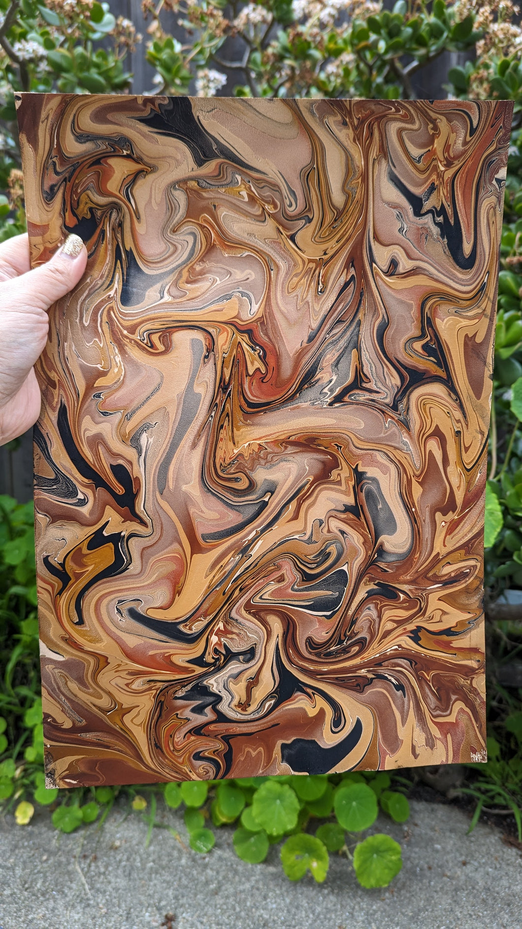 2/3 oz Marbled Veg Tan Leather Panel 11x16