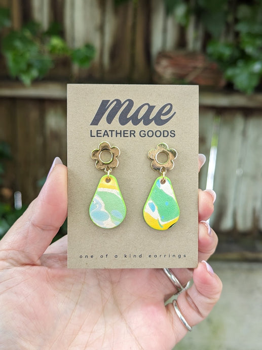 Small Upcycled Leather Scrap Earring