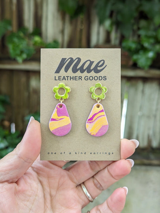 Small Upcycled Leather Scrap Earring