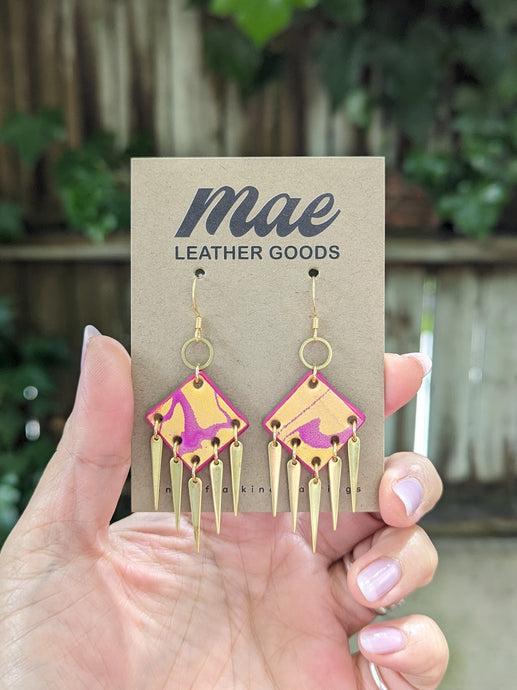 Large Upcycled Leather Scrap Earring