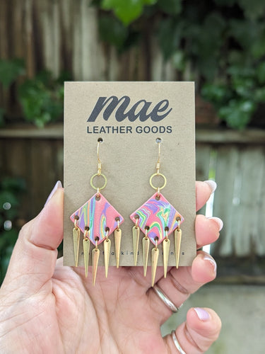Large Upcycled Leather Scrap Earring